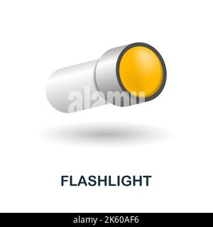 Icône de la lampe de poche. 3d illustration de la collection de loisirs de plein air. Icône Creative Flashlight 3D pour la conception web, les modèles, les infographies et plus encore Illustration de Vecteur