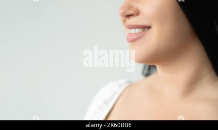 sourire parfait femme heureuse soins de santé Banque D'Images