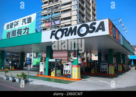 CHIAYI, TAÏWAN - 30 NOVEMBRE 2018 : station-service de marque Formosa à Taïwan. La société fait partie du Formosa Plastics Group. Banque D'Images