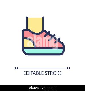 Icône de l'interface utilisateur couleur RVB Perfect pixel Sneaker Illustration de Vecteur