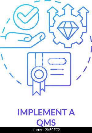 Icône de concept de gradient bleu QMS Implement Illustration de Vecteur