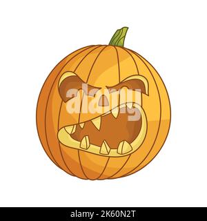 Hurlez la tête de citrouille de Jack-o-lanterne. Caractère traditionnel pour Halloween. Élément de design simple pour cartes de vœux, affiches, autocollants, bannières et décoration de vacances. Jolie illustration plate de dessin animé. Illustration de Vecteur