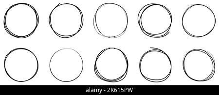 Ensemble d'esquisses de ligne de cercle avec dessin à la main. Illustration vectorielle Illustration de Vecteur