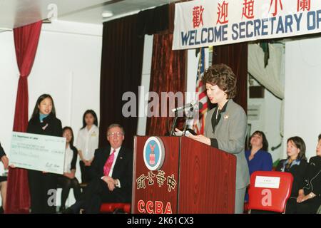 Bureau du Secrétaire - Elaine Chao Secrétaire à Chinatown à New York (New York) Banque D'Images