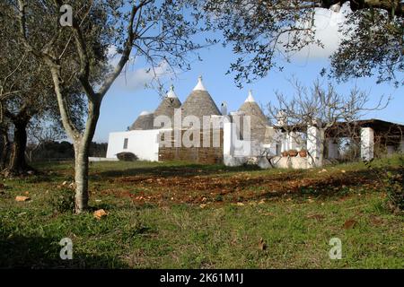 Maisons traditionnelles en pierre trullo à Puglia, en Italie Banque D'Images