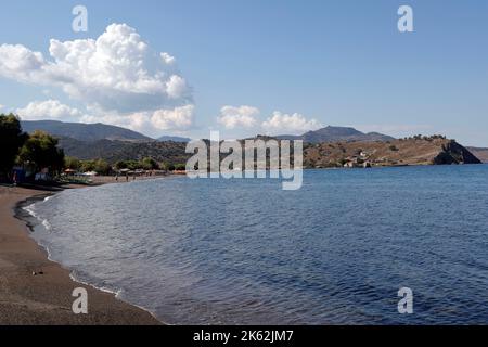 Anaxos, plage, baie et promontoire, Lesvos (Lesbos/Mitylène) . cym Banque D'Images