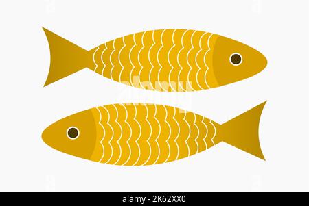 Deux symboles poissons dorés. Illustration vectorielle Illustration de Vecteur