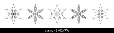Flocons de neige de Noël icônes de ligne d'étoiles. Illustration vectorielle. Illustration de Vecteur