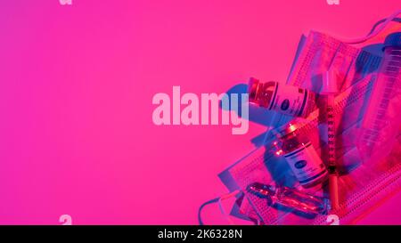 lampe néon de bannière vaccinepharmaceutique covid-19 Banque D'Images