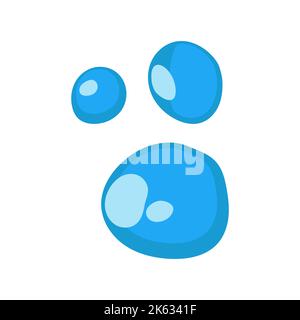 Icône représentant une goutte d'eau et un liquide bleu dessin animé. L'eau de forme éclabousse, coule et des gouttelettes d'eau. De l'aqua propre et frais et de la bulle humide. Flux de Illustration de Vecteur