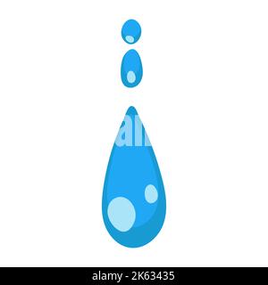 Icône représentant une goutte d'eau et un liquide bleu dessin animé. L'eau de forme éclabousse, coule et des gouttelettes d'eau. De l'aqua propre et frais et de la bulle humide. Flux de Illustration de Vecteur