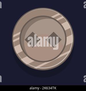 Badge de réalisation de jeu ou dessin animé d'icône de rang. Récompense de l'argent ou de la médaille. Mettez à niveau la pièce avec une étoile et un élément pour l'actif d'interface utilisateur. Symbole de trophée vecteur illu Illustration de Vecteur
