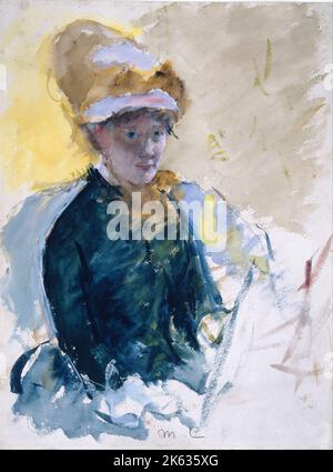 Mary Cassatt, autoportrait, 1880, Mary Cassatt - Mary Stevenson Cassatt (1844 – 1926) peintre et artiste américain Banque D'Images