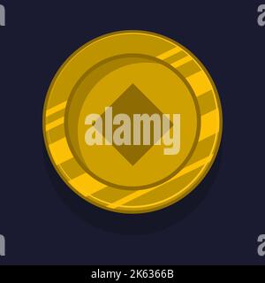 Badge de réalisation de jeu ou dessin animé d'icône de rang. Médaille d'or. Mettez à niveau la pièce avec une étoile et un élément pour l'actif d'interface utilisateur. Symbole de trophée vecteur illust Illustration de Vecteur
