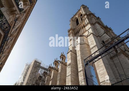 Reconstruction de notre-Dame de Paris, France. Banque D'Images