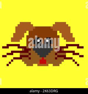 Un joli vecteur d'un visage de chien isolé sur fond jaune, dessin animé Illustration de Vecteur