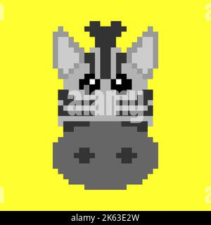 Un joli vecteur d'une face zébrée isolée sur fond jaune, dessin animé Illustration de Vecteur