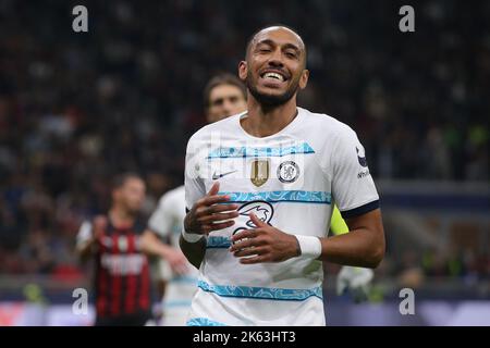 Milan, Italie. 11th octobre 2022. Pierre-Emerick Aubameyang, du FC Chelsea, réagit lors du match de la Ligue des champions de l'UEFA à Giuseppe Meazza, à Milan. Crédit photo à lire: Jonathan Moscrop/Sportimage crédit: Sportimage/Alay Live News Banque D'Images