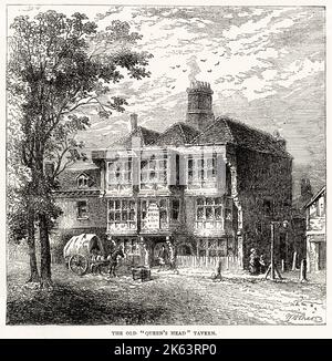 L'ancienne Queen's Head Tavern, Islington, North London. Il était situé à l'angle de Queen's Head Lane, mais il a été démoli en 1829. Banque D'Images