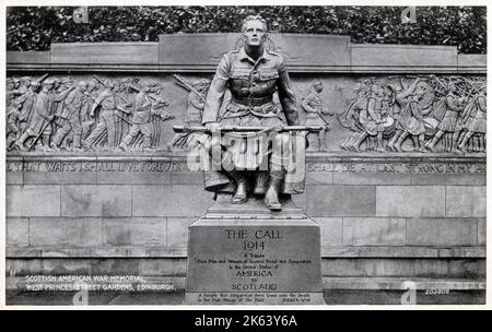 Scottish American War Memorial, West Princes Street Gardens, Édimbourg, Écosse. Dédié aux hommes qui ont répondu à «l'appel» en 1914 pour combattre dans la première Guerre mondiale Banque D'Images