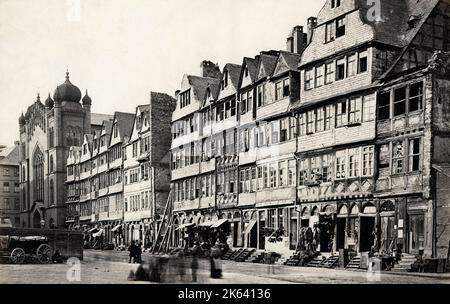 Photographie vintage du 19th siècle : quartier juif de Francfort, Allemagne Banque D'Images