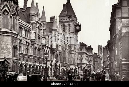 Photographie vintage du 19th siècle : nouveaux tribunaux de droit, Londres Banque D'Images