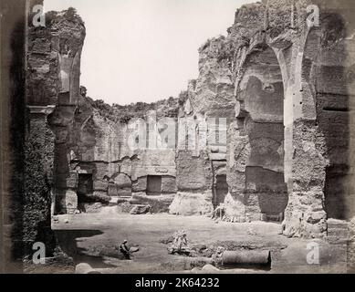 Chambre centrale des Thermes de Caracalla, Rome, Italie. Photographie vintage du 19th siècle.