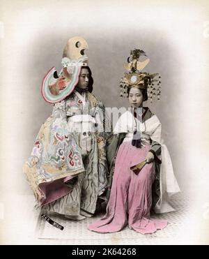 C.1880 s Japon - acteurs en costume japonais Banque D'Images