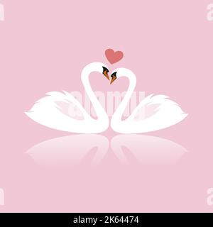 Illustration d'un couple Swan avec le coeur sur leur tête. Motif vectoriel d'illustration de la Saint-Valentin. Illustration de Vecteur