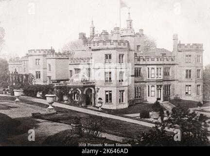 Photographie d'époque du XIXe siècle : Plymouth, Mont Edgecumbe Banque D'Images