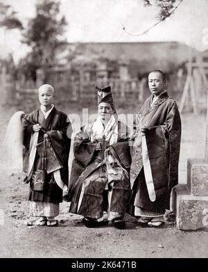 c.1880's Japon - prêtres bouddhistes Banque D'Images