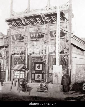 Scène de rue à Pékin (Beijing), Chine c. Années 1870 Banque D'Images