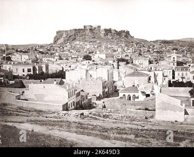 Sur l'Acropole, Athènes, Grèce, 1880 Banque D'Images