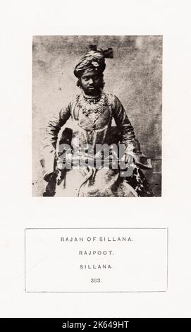 Photographie du XIXe siècle : le peuple de l'Inde : une série d'illustrations photographiques, avec typographie descriptive, des races et tribus de l'Hindustan - publié dans les années 1860 sous l'ordre du Viceroy, Lord Canning - Rajah de Sillana, Rajpoot, Sillana. Banque D'Images