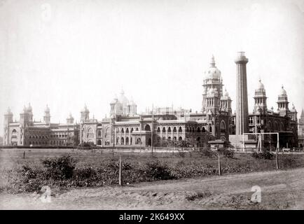 La Haute Cour et vieux phare, Madras (Chennai) en Inde. c.1880 . Banque D'Images