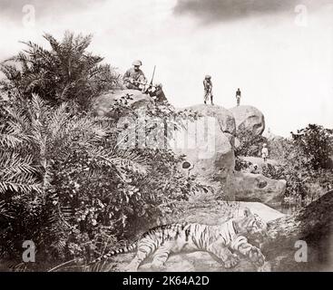 Chasse au tigre series par le Colonel Willoughby Wallace Hooper, 1837-1912, photographié des années 1870 Banque D'Images