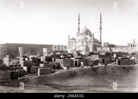 La Citadelle de Saladin au Caire, Égypte, forteresse islamique médiévale, c.1880 . Banque D'Images