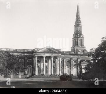 Photographie ancienne de la fin du XIXe siècle : cathédrale Saint-Georges, Singapour. Banque D'Images