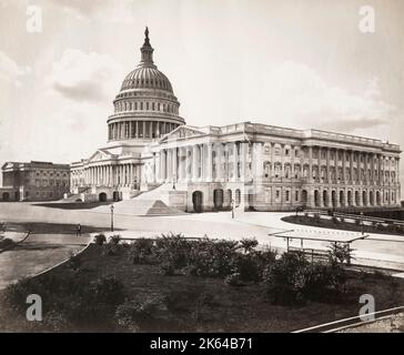 Photographie vintage du XIXe siècle : bâtiment du Capitole, Washington, États-Unis, image c.1880