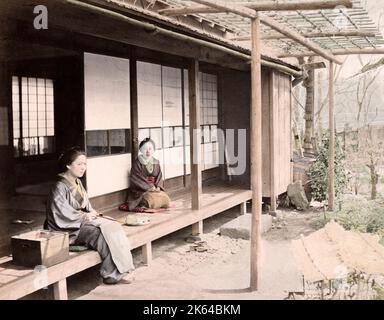 c. 1880s Japon - véranda de salon de thé Banque D'Images