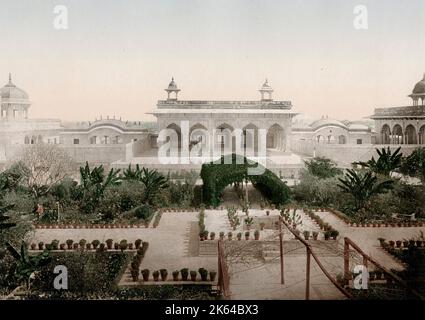 Photographie ancienne de la fin du XIXe siècle : Diwan-i-Khas, audience Hall, Red fort, Agra, Inde. Banque D'Images