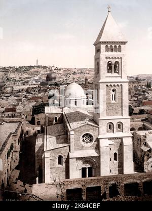 C.1890s Terre Sainte Israël Palestine - photochrome église de St Sauveur Banque D'Images