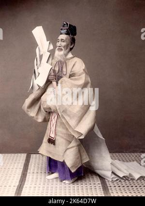 C. 1880 Japon - prêtre Shinto Banque D'Images