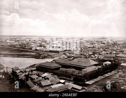 C.1870's Japon - vue de Yokohama Banque D'Images