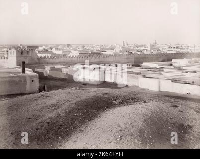 Photographie du XIXe siècle : vue sur Kairouan, Algérie. Banque D'Images