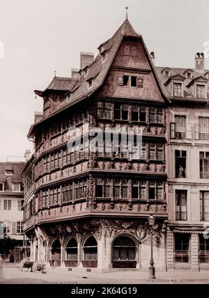 Vintage 19ème siècle / 1900 photographie: Strasbourg, aujourd'hui en France, ancienne maison en bois. Banque D'Images