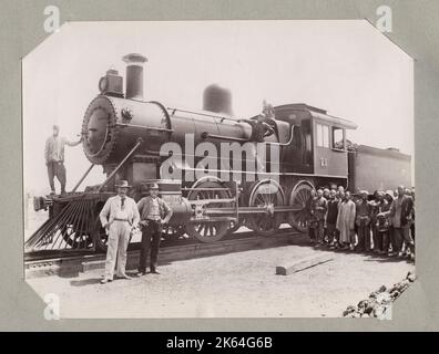 Photo de la fin du XIXe siècle : locomotive, train à vapeur, Pékin, Beijing, Hankow, aujourd'hui chemin de fer Wuhan. Banque D'Images