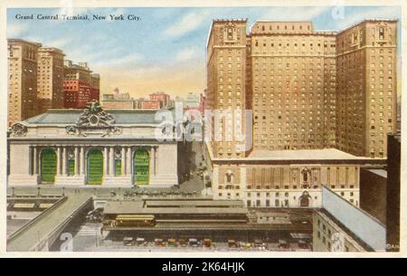 Grand Central terminal (à gauche) et l'Hôtel Commodore (à droite) New York City, États-Unis Banque D'Images