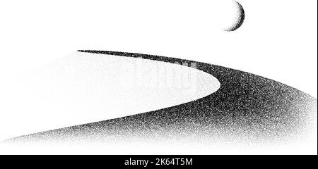 Désert de dunes de grain. Paysage oriental et arrière-plan du terrain. Colline de sable avec style de travail à pois. Illustration de dégradé texturé. Illustration de Vecteur