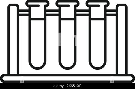 Vecteur de contour d'icône de support de tubes à essai. Santé familiale. Hôpital du patient Illustration de Vecteur